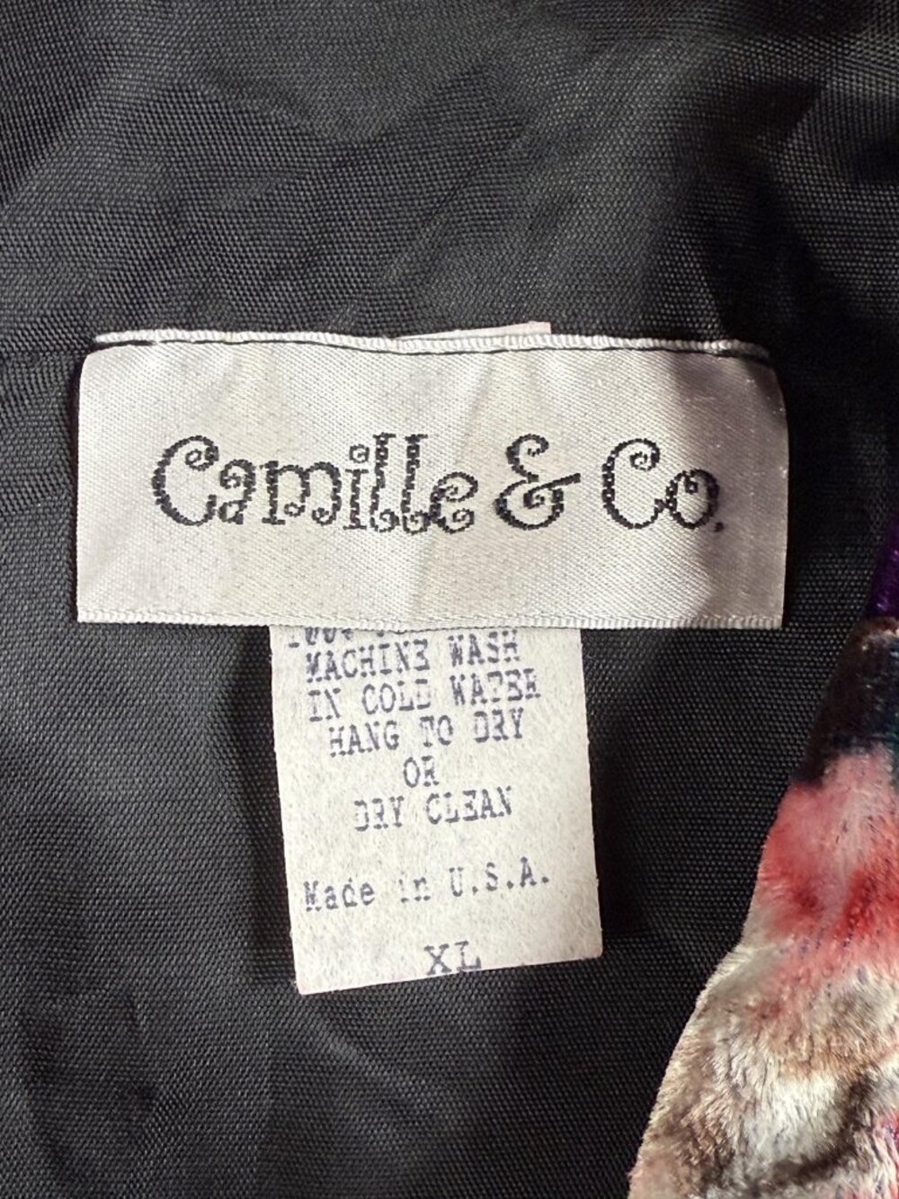 Vintage Camille & Co Vest Womens XL Velvet Patchwork Floral Boho Made USA 90s - Picture 3 of 14